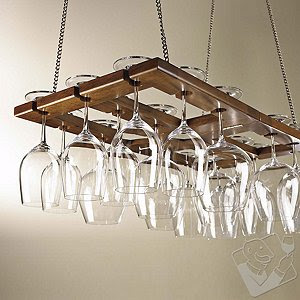 Hanging Mahogany Wine Glass Rack