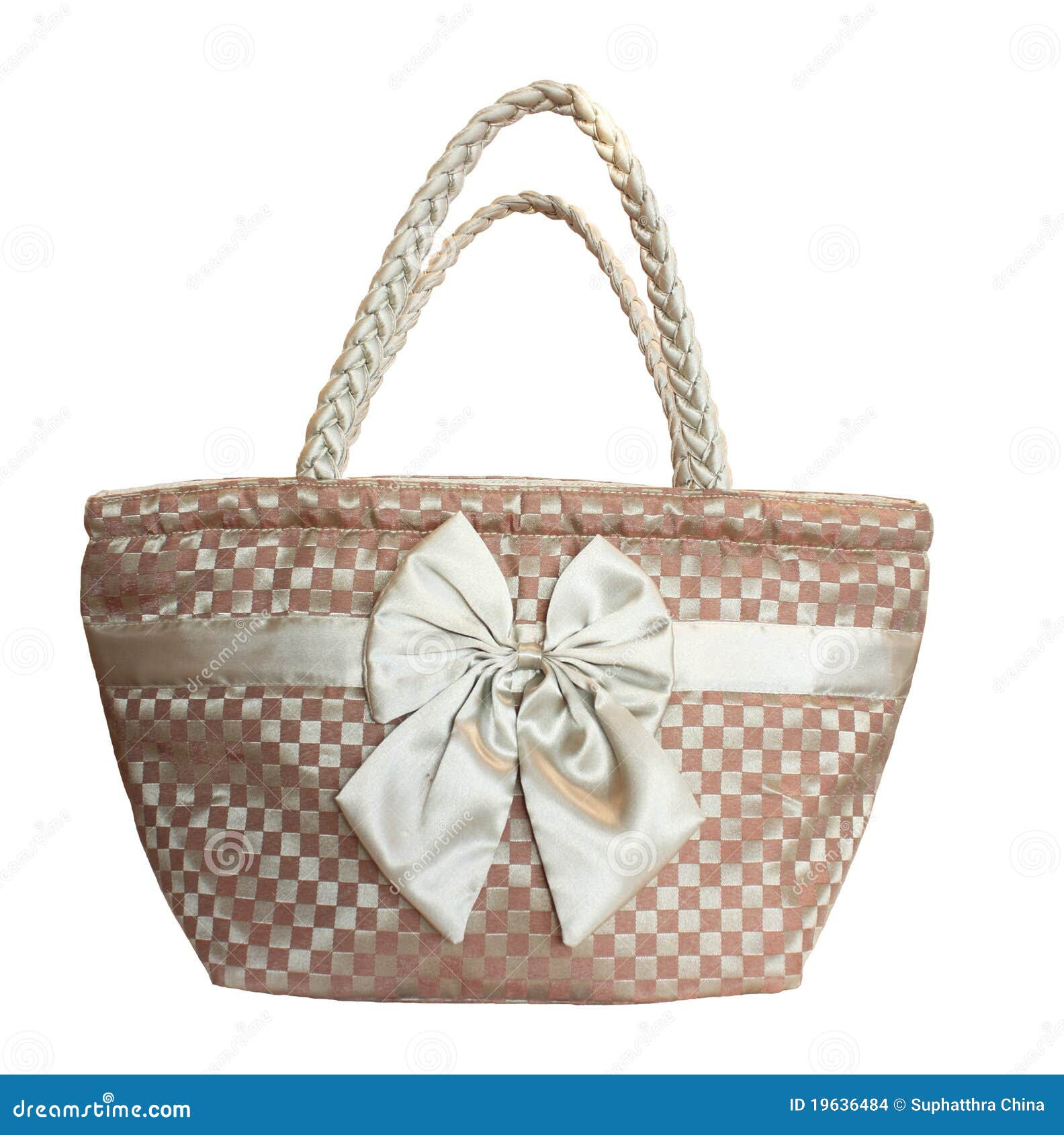 Women fabric shoulder bag isolated on white background.