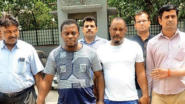 Suleiman Lawal, Ugochukwu Usifo And Other Yahoo-yahoo Boys and a Woman Arrested in India for Duping People Using Fake Online Lottery