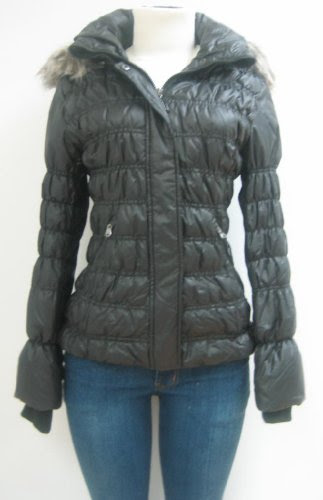 Guess Ruched Scuba Down Coat, Jacket, Black, Large, Md284