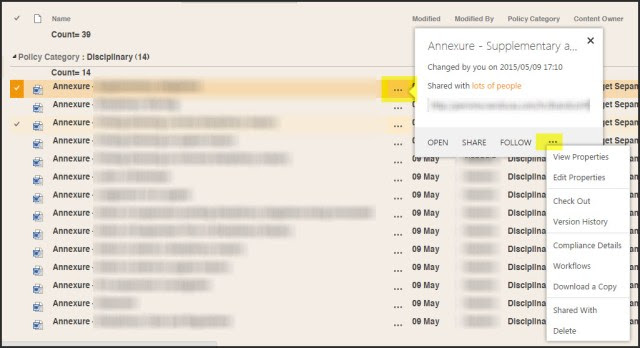 Navigation on Docs in Office 365 a