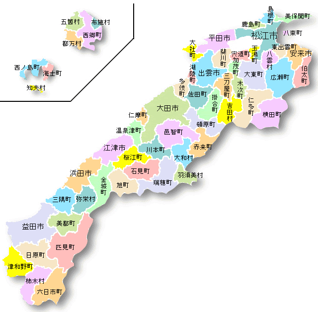 都道府県地図 島根県