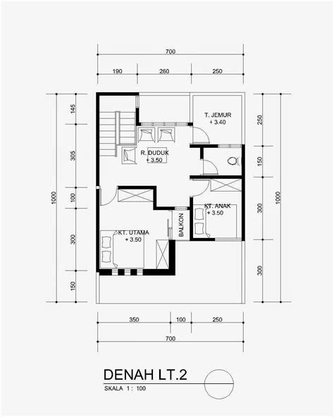 contoh denah rumah  skala desain rumah