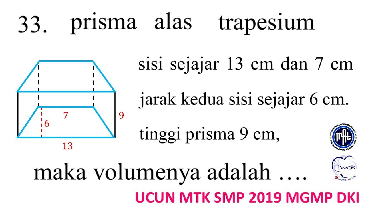 Rumus di atas berlaku untuk prisma segi banyak beraturan. Rumus Mencari Luas Permukaan Prisma Trapesium Matematika Otosection