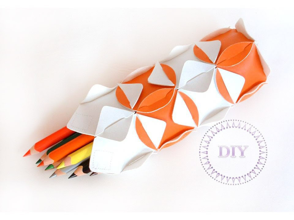 craft set pencil case-white orange DIY KIT put&pull