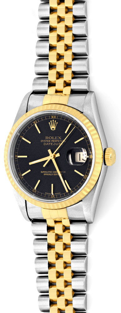 Originalfoto UNGETRAGENE ROLEX DATEJUST HERREN-UHR STAHL-GOLD