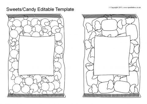 Editable Sweets/Candy Jar and Packet Templates – Black and White