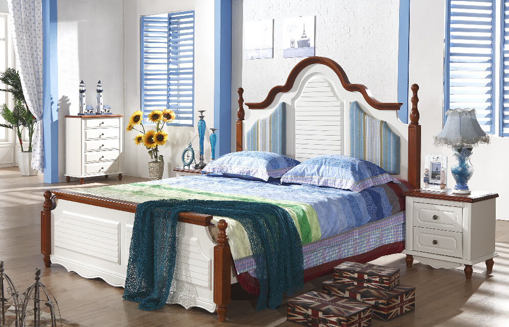 (1 bed +2 bedside+dresser mirror+wardrobe) white +rubber ...