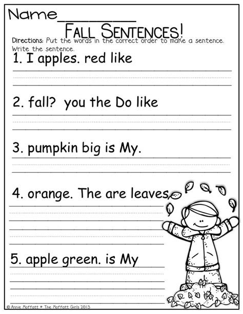 A mathematical sentence combines two expressions with a comparison operator to create a fact that may be either true or false. 1st grade worksheets writing sentences workssheet list