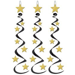 Star Whirls (black & gold) Party Accessory  (1 count) (3/Pkg)  
