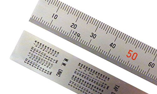 Exclusive Shinwa 150 mm Rigid (15 mm x 0.5 mm) Zero Glare Satin Chrome Stainless Steel Machinist Engineer Ruler/Rule with Graduations in mm and .5mm Model 13005