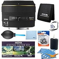 Sigma 30mm f/1.4 EX DC HSM Lens for Canon Digital SLR Cameras With Cleaning Kit, Flash Bracket, Micro Fiber Cleaning Cloth, Card Wallet, Zeikos Filter!, Lens Cap Cleaner and more!
