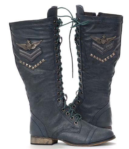 NEW Military Fashion Women's Blue Combat BOOTS
