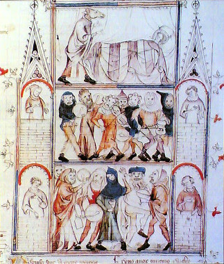 Ilustração medieval simbolizando um carnaval do período