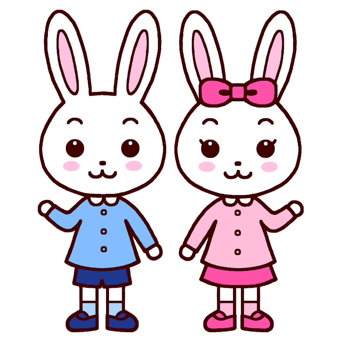 ウサギ1 カラー なかよし園児 かわいい動物の無料イラスト素材
