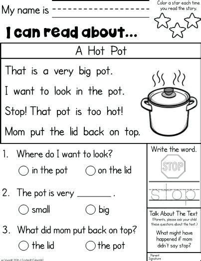  kindergarten reading comprehension homework kindergarten reading