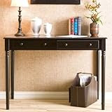 Southern Enterprises 2 Drawer Wood Writing Desk in Satin Black
