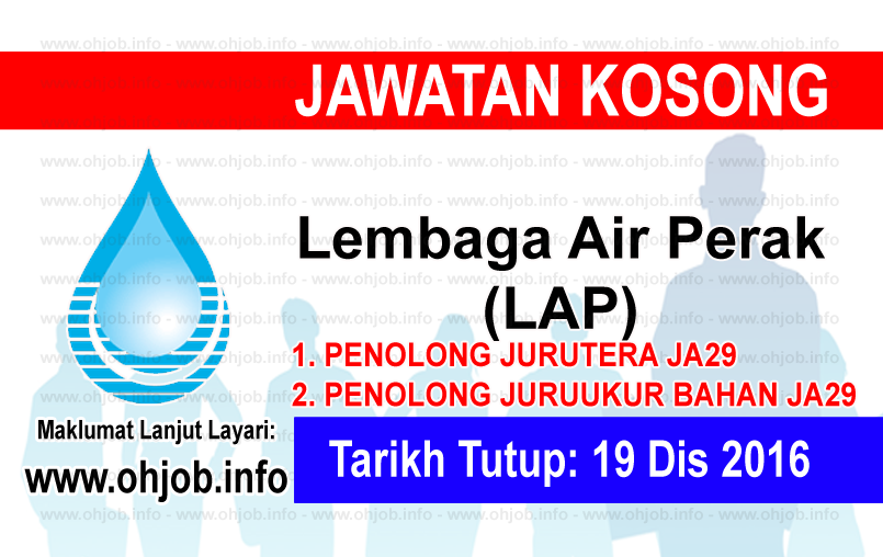 Jawatan Kerja Kosong Lembaga Air Perak (LAP) logo www.ohjob.info disember 2016