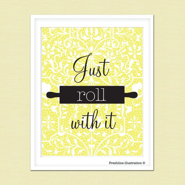  Kitchen  Wall Art  Funny Kitchen  Art  Quote  Just Roll 