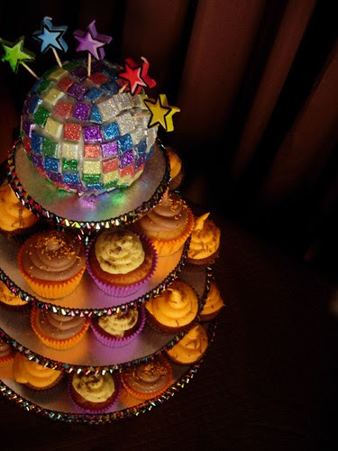 Disco Ball Cake & Cupcakes