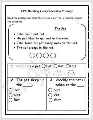 Kids can be taught to read once they master in cvc words and few sight words. cvc reading comprehension passage worksheet englishbix