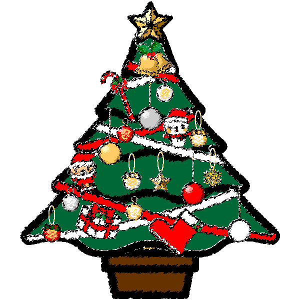 手書き風でかわいいクリスマスツリーの無料イラスト 商用フリー オイデ43