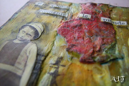 Je voulais découvrir le monde (détail) - ATC mixed media
