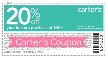 Carter's Coupon: 20% Off Any In-Store Purchase Of $40 :: Southern Savers