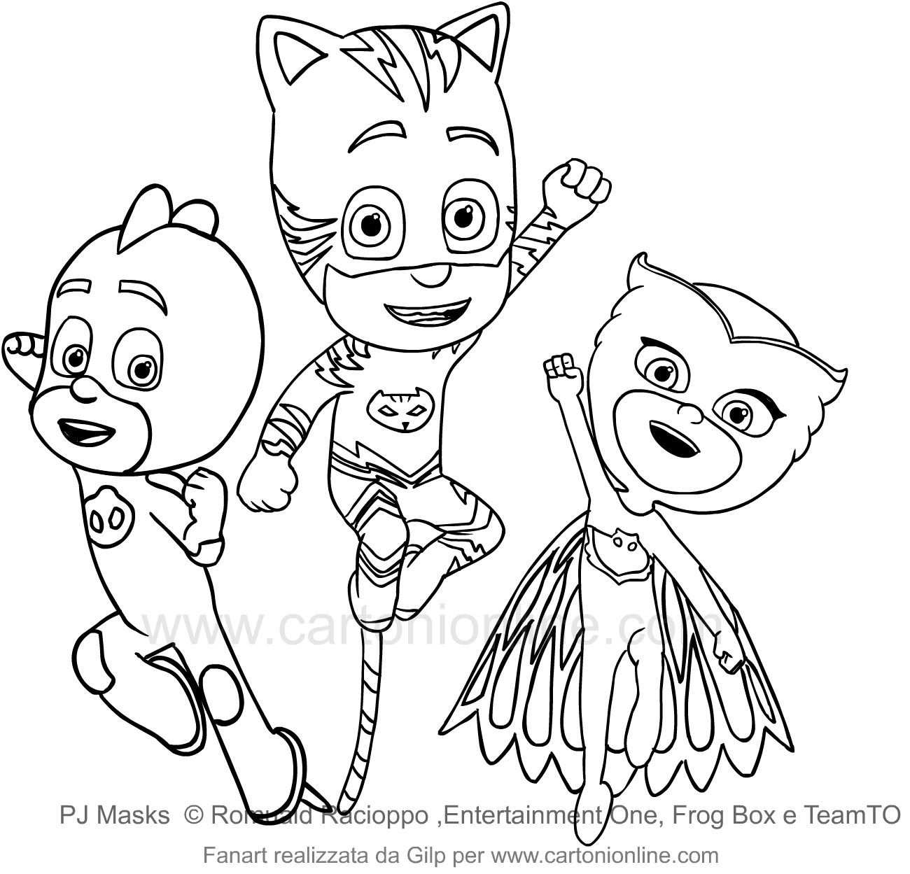 Disegno dei PJ Masks superpigiamini da stampare e colorare