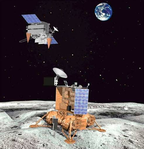 Impresión artística de las Luna 25 y Luna 26.