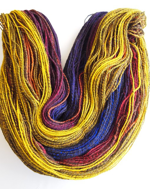 Black Shetland-Merino-Silk-hand carded-486yds-chain plied-worsted weight