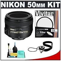 Nikon 50mm F/1.4G AF-S Nikkor Lens + UV Filter + Accessory Kit for D3100, D3200, D5100, D5200, D7000, D7100, D600, D800 Digital SLR Cameras