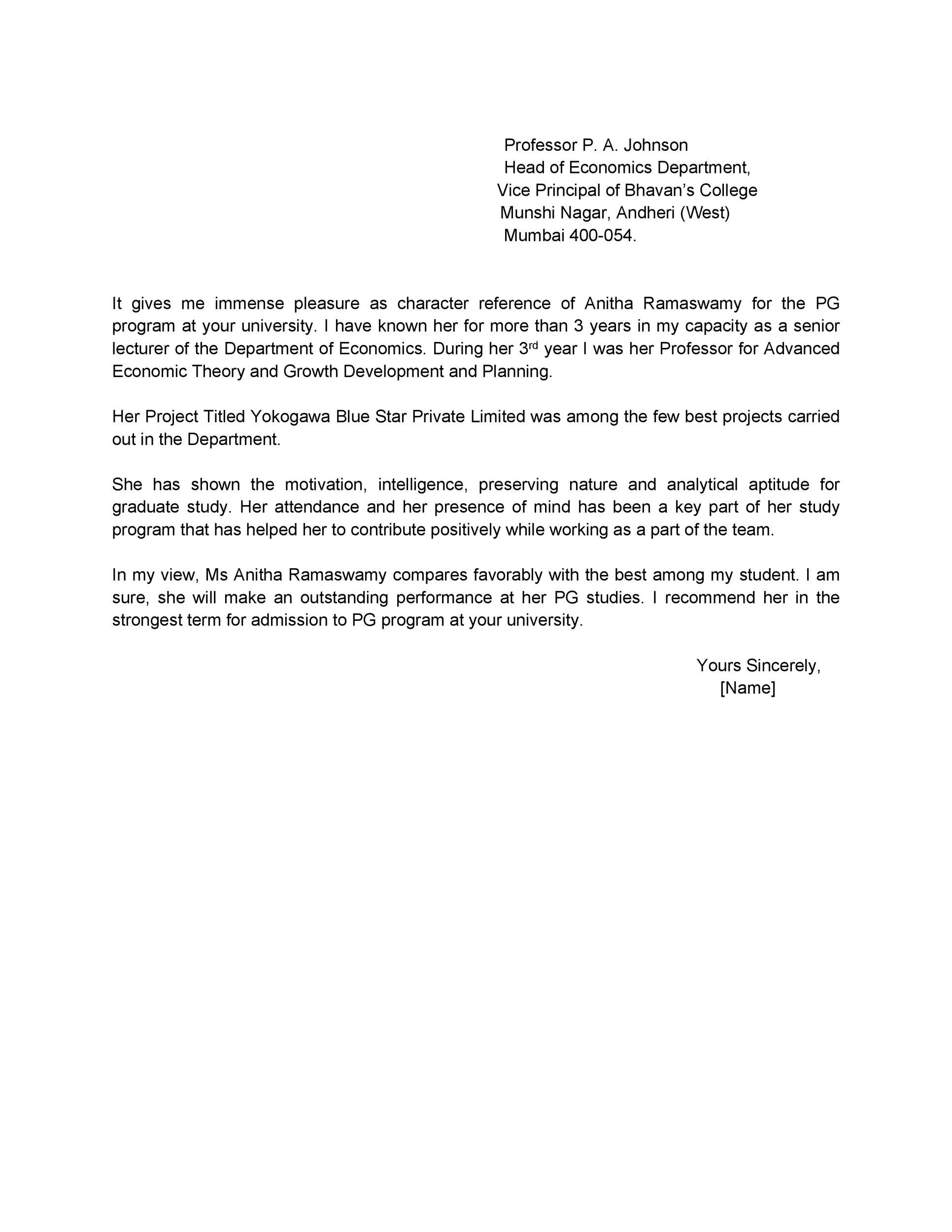 40 Awesome Personal Character Reference Letter