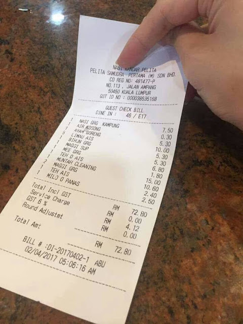 Muntah Pemabuk Memangla Kena Caj RM15 - Penjelasan Restoran Nasi Kandar Pelita.
