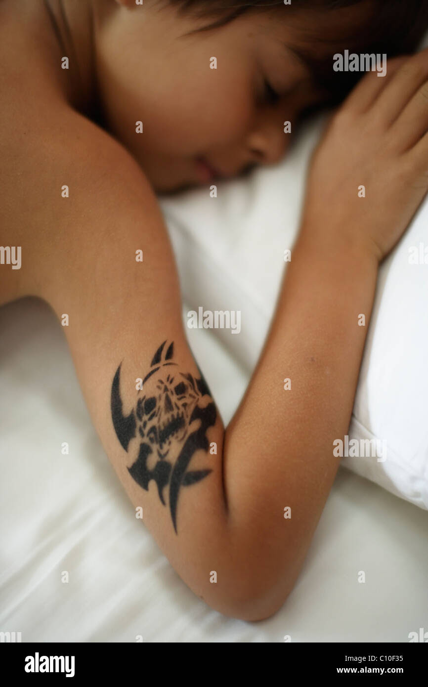 tattoos 10 years temporary In Sleeping Seven Skull Temporary Tattoo Year With Boy Old