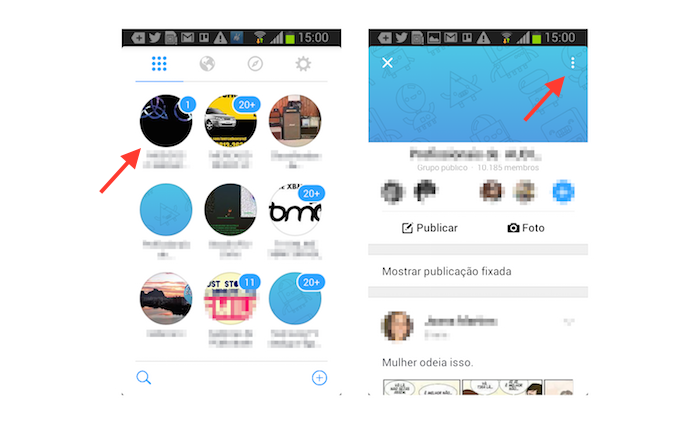 Acessando as configurações de um grupo através do Facebook Groups para Android (Foto: Reprodução/Marvin Costa)