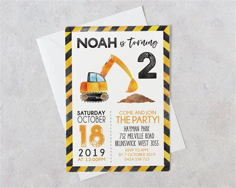  construction party invitation construction birthday etsy