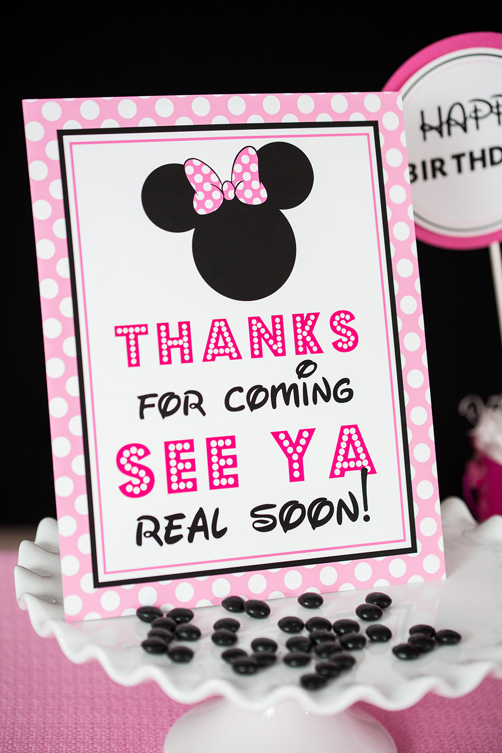 Minnie mouse thank you labels