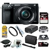 Sony NEX-6 16.1MP Compact Interchangeable Lens w/ 3' LED Screen Digital Camera in Black w/ 16-50mm Power Zoom Lens & 16mm F2.8 E Nex System Zoom Lens + 32GB Accessory Kit