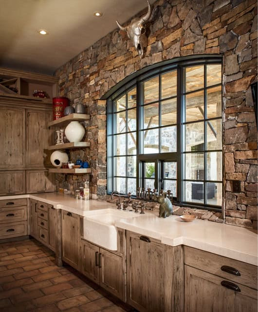 18 Lovely Kitchen Design Ideas with Stone Walls