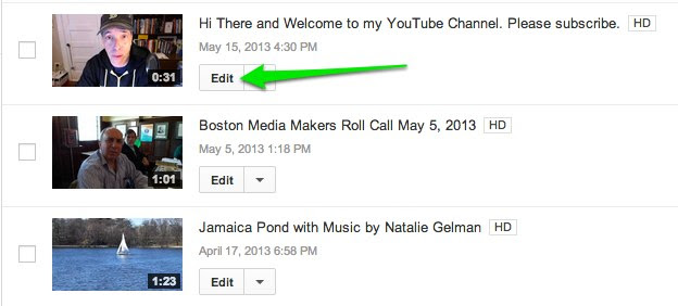 Uploads - YouTube: Edit