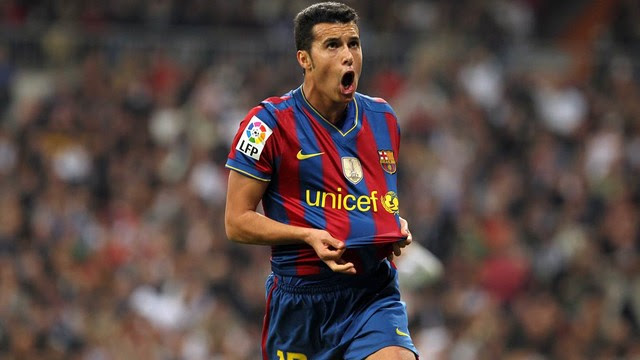Pedro Rodríguez celebrates scoring against Real Madrid at the Santiago Bernabéu / FCB Archive