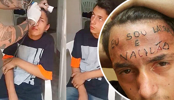 Remaja curi basikal ditangkap dan dahinya dicacah dengan tatu "Saya adalah pencuri"