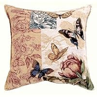 17' Floral Butterfly Tapestry Square Throw Pillow