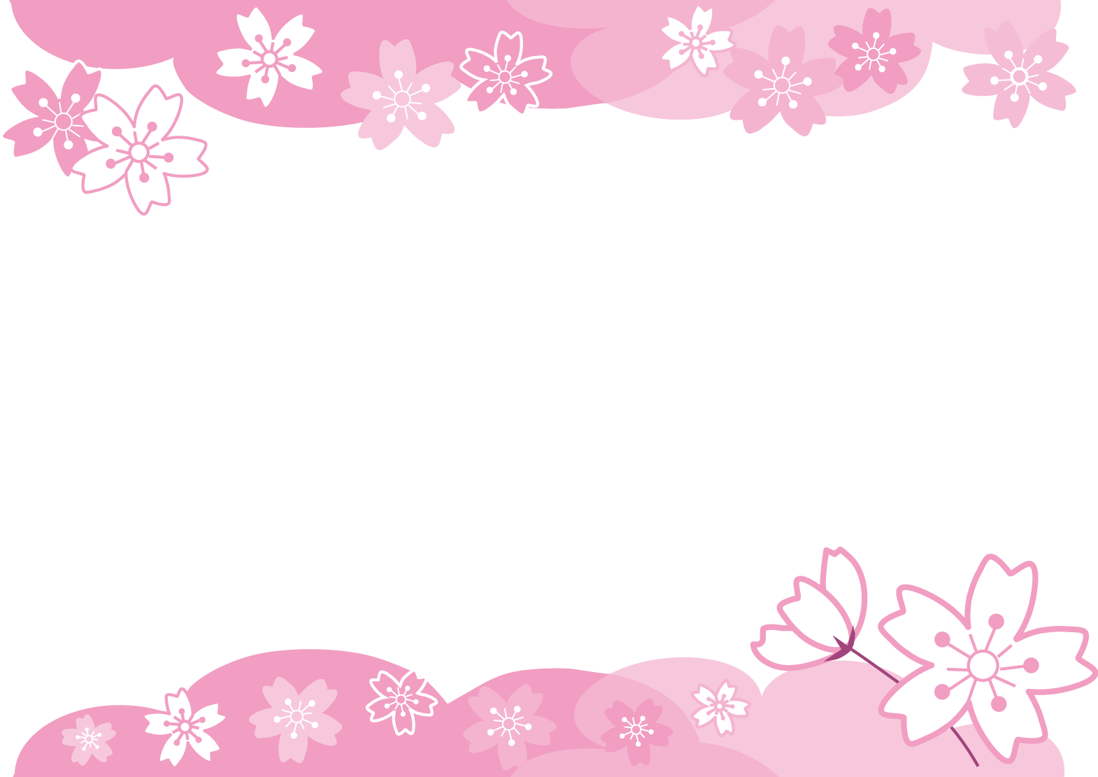 飾り枠 ライン 無料イラスト素材 桜