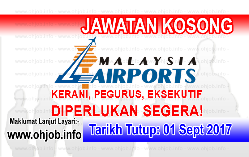 Jawatan Kerja Kosong Malaysia Airports - MAHB logo www.ohjob.info september 2017