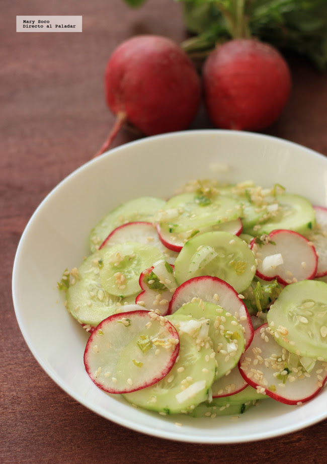 Ensalada de Pepino y Rábano al sésamo. Receta