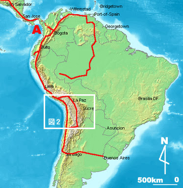 パンアメリカンハイウェイ ペルーからボリビアへ アンデス山脈中央部の湖と火山