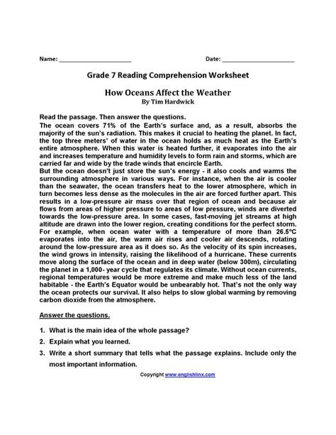 The aha moment in this 7th grade reading comprehension worksheet pdf, is when arlun tells gary he had done a good job despite not making it to the next round. reading comprehension passages for grade 7 with answers joshua banks