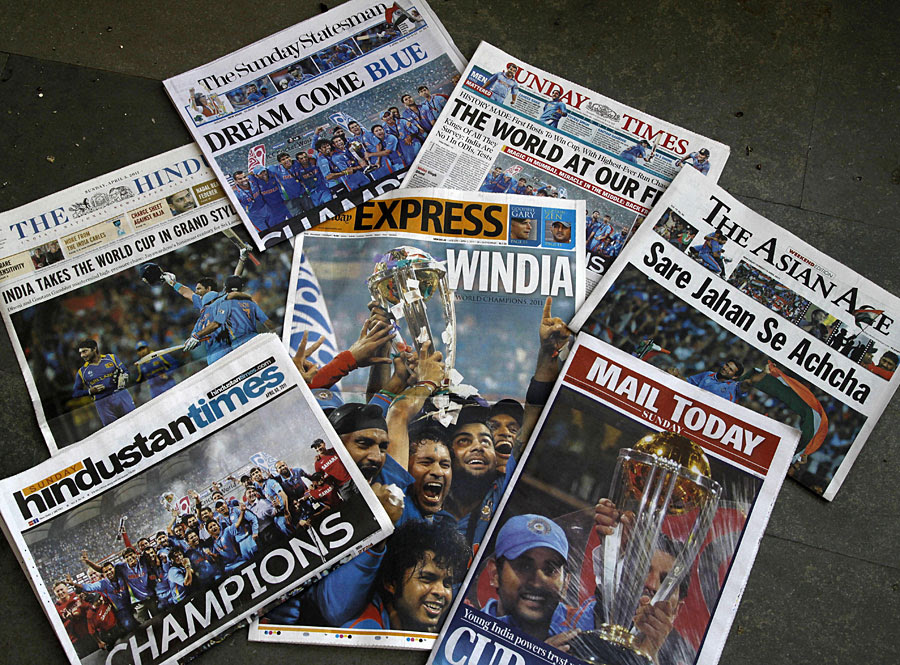 Newspapers in India hail the team's World Cup victory
